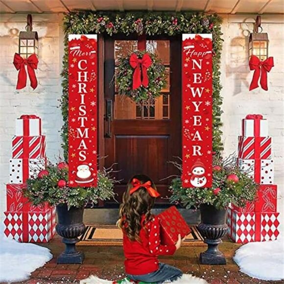 Christmas Door Decoration Merry Christmas Banner Front Door Christmas Decoration - Picture 5 of 7